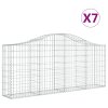 Klenuté gabionové koše 7 ks 200x30x80/100 cm pozinkované železo 3145414