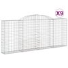 Klenuté gabionové koše 9 ks 300x30x120/140cm pozinkované železo 3146546