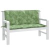 Podušky na zahradní lavici 2 ks vzor listů 120x50x7 cm textil 361694