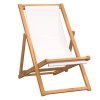 Kempingová židle teak 56 x 105 x 96 cm krémová 43802