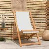 Kempingová židle teak 56 x 105 x 96 cm krémová 43802
