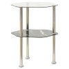 322792 vidaXL 2-Tier Side Table Transparent & Black 38x38x50cm Tempered Glass 322792