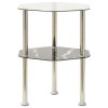 322792 vidaXL 2-Tier Side Table Transparent & Black 38x38x50cm Tempered Glass 322792