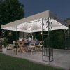 Altán s dvojitou stříškou a světelnými LED řetězy 3 x 4 m bílý 3070298