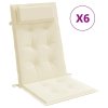 Podušky na židli s vysokým opěradlem 6 ks krémové látka oxford 361882