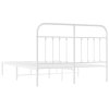 Kovový rám postele s čelem bílý 140 x 200 cm 352628