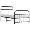 Kovový rám postele s hlavovým a nožním čelem černý 100 x 190 cm 352590