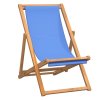 Kempingová židle teak 56 x 105 x 96 cm modrá 43803