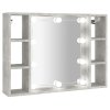 Zrcadlová skříňka s LED betonově šedá 76 x 15 x 55 cm 808859
