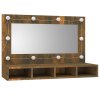 Zrcadlová skříňka s LED kouřový dub 90 x 31,5 x 62 cm 820457