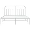 Kovový rám postele s čelem bílý 140 x 190 cm 353684