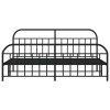 Kovový rám postele s hlavovým a nožním čelem černý 193 x 203 cm 353659