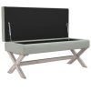 Stolička s úložným prostorem světle šedá 110x45x49 cm samet 344525