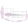 Kovový rám postele s hlavovým a nožním čelem bílý 80 x 200 cm 352538