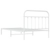 Kovový rám postele s čelem bílý 107 x 203 cm 352623