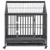Klec pro psy s kolečky a stříškou ocel 92 x 62 x 106 cm 171493