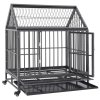 Klec pro psy s kolečky a stříškou ocel 92 x 62 x 106 cm 171493