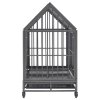 Klec pro psy s kolečky a stříškou ocel 92 x 62 x 106 cm 171493