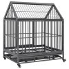 Klec pro psy s kolečky a stříškou ocel 92 x 62 x 106 cm 171493