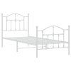 Kovový rám postele s hlavovým a nožním čelem bílý 90 x 190 cm 353498