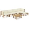 6dílná zahradní sedací souprava + krémově bílé podušky bambus 3058237