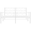 Kovový rám postele s hlavovým a nožním čelem bílý 140 x 200 cm 372345