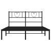Kovový rám postele s čelem černý 140 x 200 cm 355464