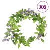 Vánoční květinové girlandy 6 ks fialové 200 cm 359072