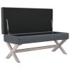 Stolička s úložným prostorem tmavě šedá 110x45x49 cm samet 344526
