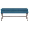 Stolička s úložným prostorem modrá 110x45x49 cm samet 344524