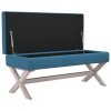 Stolička s úložným prostorem modrá 110x45x49 cm samet 344524