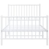Kovový rám postele s hlavovým a nožním čelem bílý 90 x 200 cm 350942