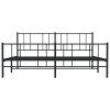 Kovový rám postele s hlavovým a nožním čelem černý 200 x 200 cm 352505