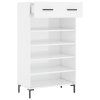 Botník bílý s vysokým leskem 60 x 35 x 105 cm kompozitní dřevo 829614