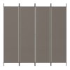 4dílný paraván antracitový 698x180 cm textil 350284