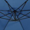 Boční zahradní slunečník s LED a ocelovou tyčí 300 cm azurový 47137