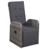 3dílný bistro set s poduškami polyratan šedý 47678