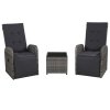 3dílný bistro set s poduškami polyratan šedý 47678