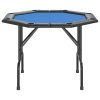Skládací deska na poker pro 8 hráčů modrá 108 x 108 x 75 cm 80405