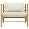 Zahradní pohovka s krémově bílými poduškami bambus 313148
