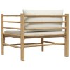 Zahradní pohovka s krémově bílými poduškami bambus 313148