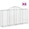 Klenuté gabionové koše 6 ks 200x30x100/120cm pozinkované železo 3146114
