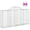 Klenuté gabionové koše 8 ks 200x30x100/120cm pozinkované železo 3146116