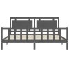 Rám postele s čelem šedý 200 x 200 cm masivní dřevo 3192188