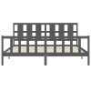Rám postele s čelem šedý 200 x 200 cm masivní dřevo 3192253