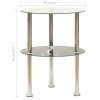 322789 vidaXL 2-Tier Side Table Transparent & Black 38 cm Tempered Glass 322789