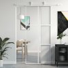 Posuvné dveře bílé 90 x 205 cm tvrzené sklo a hliník 155217