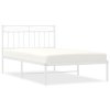 Kovový rám postele s čelem bílý 107 x 203 cm 373736