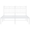 Kovový rám postele s čelem bílý 140 x 200 cm 373741