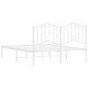 Kovový rám postele s čelem bílý 140 x 200 cm 373839